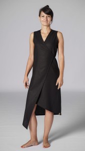 Fartuch lniany medyczny / kosmetyczny / czarny / różne rozmiary